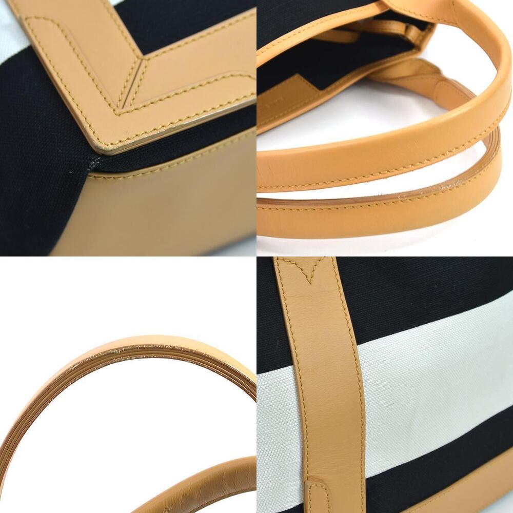 Balenciaga Handbag Tote Bag Navy Blue Cabas Shoulder Canvas Leather Black Camel - Picture 4 of 4